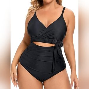 Cutout wrap top one piece swimsuit